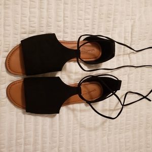Black Ankle Wrap Sandals